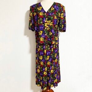 Vintage 80s Norton McNaughton Floral Blouse and Skirt Set
